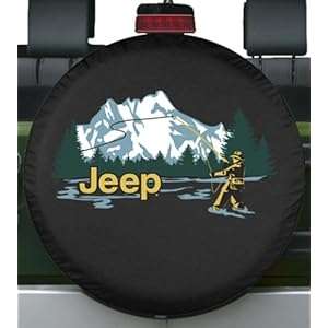 32-33" Premium Jeep Tire Cover - Fly Fishing Design - Fits Jeep Wrangler JK