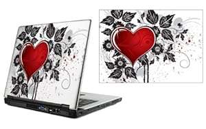 15.6 Inch Laptop Skin / Sticker / Cover / Decal - Red Grunge Heart Design