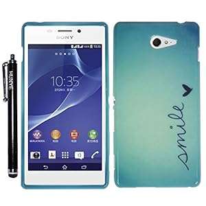 Hunye TPU Gel Skin Case for Sony Xperia M2 Protective Cover Smile with Stylus Pen