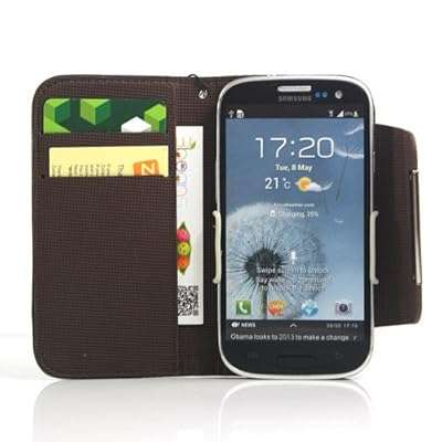 Black Leather Flip Wallet Case Holder Cover Pouch with Credit ID Card Slot for Samsung Galaxy S III