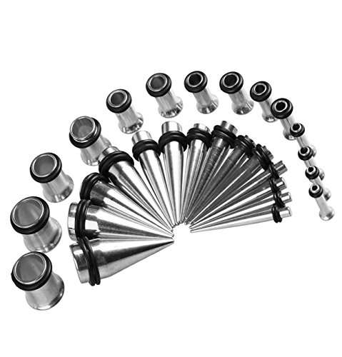 32 Pieces Taper Kit Tunnel and Taper Stretching Kit 14G, 12G, 10G, 8G, 6G, 4G, 2G, 0G- 16 Pieces (8