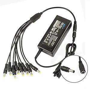 12V 5A 60W-5.52.5mm AC Charger DC Power S (12V 5A-5.5*2.5mm with 8 Way CCTV Power Splitter Cable)