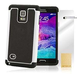32nd Shock proof case cover for Samsung Galaxy Note 4 screen protector and cloth - White