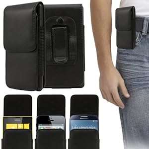 iTALKonline Samsung Galaxy S5 SV SM-G900F PU Leather BLACK Vertical Executive Side Wallet (Black)