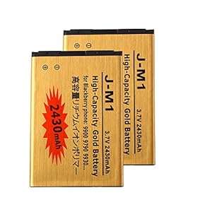 2 pcs Gold Extended High Capacity Battery J-M1 For Blackberry BOLD 9900 9930 2430 mAh