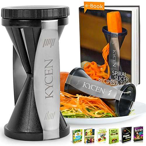 Kycen Spiral Slicer, Vegetable Zoodles Spiralizer with 7 Ebooks & Cleaning Brush, Zucchini & Vegetab