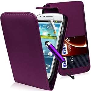 NWNK13 Samsung Galaxy Ace4 Premium Pu Leather Vertical Flip Case Cover Plus Mini Stylus (Purple)