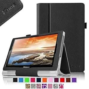Fintie Lenovo Yoga 10 / Yoga 10 HD Folio Case - Premium Leather Cover With Stylus Holder (Black)