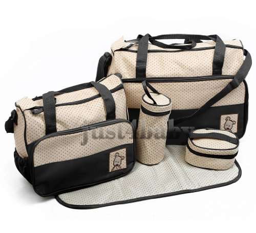 5pcs Baby Nappy BlACK Changing Bags Set