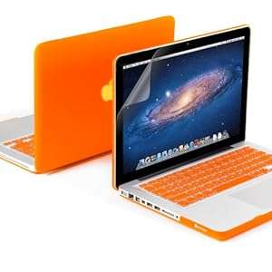 GMYLE(R) 3 in 1 Orange Matte Rubber Coated See-Thru Hard Case Cover for Aluminum Unibody (Orange)