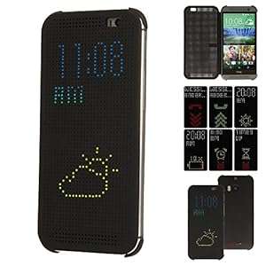 TECHGEAR HTC One M8 DOT MATRIX VIEW Flip Case Cover With Auto Sleep Wake Function (BLACK)
