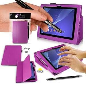 SONY XPERIA Z2 Tablet Case - PURPLE PropUp Stand Case - Cover with Magnetic Lid & AUTO S (Purple)