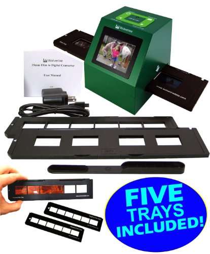 Wolverine F2D14 - 14 MP 35mm NEGATIVES & SLIDES to Digital Image Converter (Includes 5 Total Trays:
