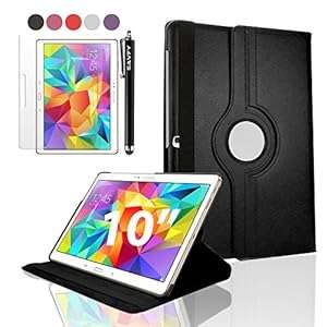 SAVFY Black Samsung Galaxy Tab S 10.5 Case-SAVFY Retail Packed 360 Degree Rotating PU Leather Case C