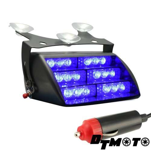DT MOTOâ¢ Blue 18x LED Personal Emergency Vehicle Windshield Strobe Dash Warning Light - 1 unit