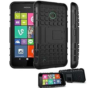 TECHGEAR Nokia Lumia 530 [Slim Hybrid] Tough Rugged Shock Protective Case with St (BLACK (TOUGH))