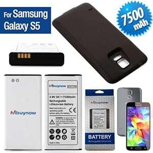 Mbuynow 7500mAh Samsung Cell Phone Battery for Galaxy S5 SM-G900 GT-i9600 Cover 3.8V Smartphone Batt
