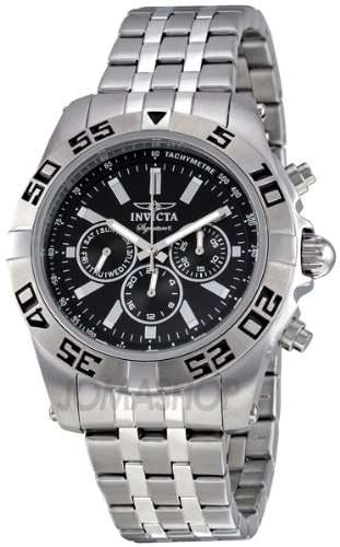 Invicta Signature II Black Dial Chronograph Stainless Steel Mens Watch 7301