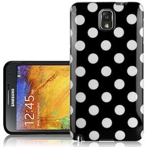 CNL BLACK POLKA DOT PATTERNED GEL CASE SKIN COVER FOR THE SAMSUNG GALAXY NOTE 3 N9000 HANDSET