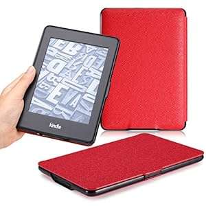 Moko Kindle Paperwhite Case - The Thinnest and Lightest Leather Cover for All-New Kindle (RED)