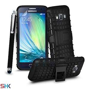 Samsung Galaxy A3 Black Premium Quality Shockproof Defender Plastic Hard Back (ShockProof Black)