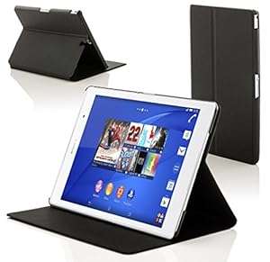 Forefront Cases New Leather Clam Shell Case Cover for Sony Xperia Z3 8-inch Tablet Compac (BLACK)
