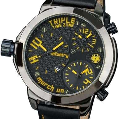 **50mm BIG** INFANTRY Military Co. Infiltrator IF-045-W-L TRIPLE Timezone Watch BOXED, FULLY LOADED!