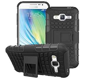 Samsung Galaxy A5 - Stylish Heavy Duty Shock Proof Dual Case Cover with Back S (Shockproof Black)