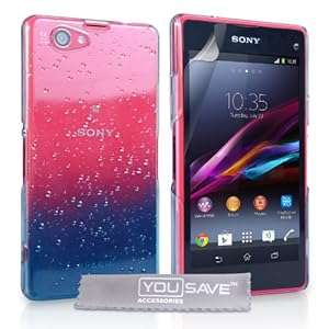 Yousave Accessories Raindrop Hard Cover Case for Sony Xperia Z1 Compact - Blue/Clear