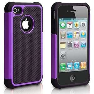 iPhone 4S CaseULAK Shock Proof Hybrid Silicone Hard Protective Case Cover for App (Rugged-Purple)