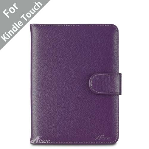 Acase(TM) Kindle Touch Leather Case (Purple) for 4th Generation 6" Kindle Touch Wi-Fi/3G w/o Keyboar