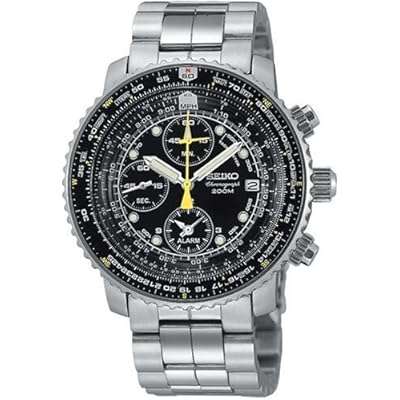 Seiko Men's SNA411 Flight Alarm Chronograph Watch