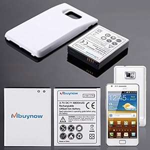 Mbuynow 4800mAh Extended Battery Replacement for Samsung Galaxy SII S2 GT-I9100 with Smart Back Cove