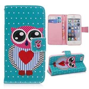 Sinbury - PU Leather Wallet Stand Flip Case Cover for iPhone 5 / 5S - Colorful Owl