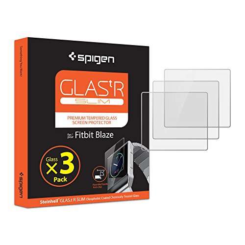 Fitbit Blaze Screen Protector, Spigen [3 Pack] [Tempered Glass] Firbit blaze Glass Screen Protector
