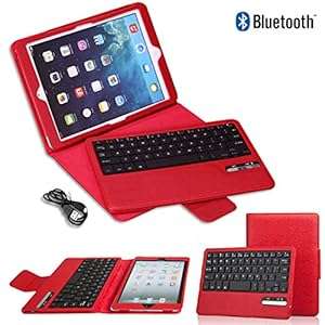 Removable Bluetooth Keyboard With Leather Case Cover For Apple iPad Air iPad 5 Red