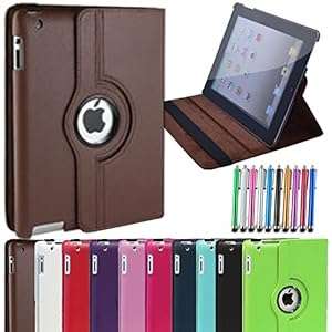 RC Case Cover Stand for iPad 2 iPad 3 iPad 4 (360 Rotating Case Brown)