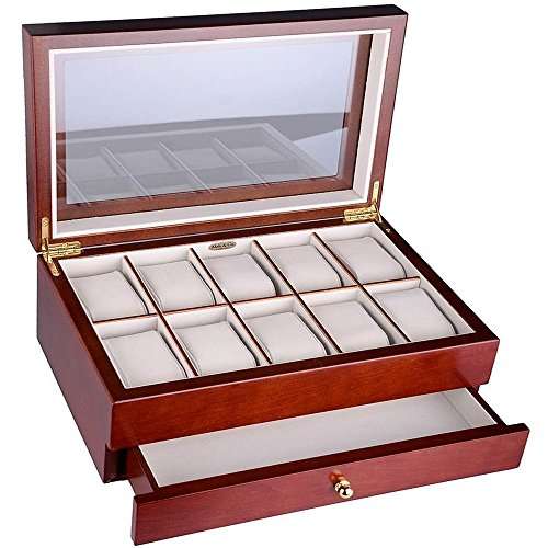 lionite Mele 10 Watch Burlwood Display Box Case New
