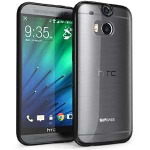 SUPCASE All New HTC One M8 Case - Premium Hybrid Protective Bumper Case (Black/Clear) for (Black)
