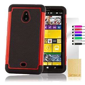 32nd Shock proof dual protection case cover for Nokia Lumia 1320 screen prot (Shock proof - Red)
