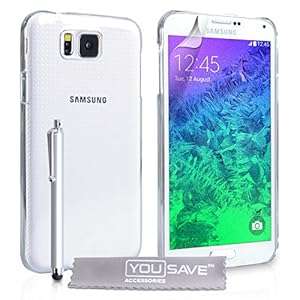 Yousave Accessories Samsung Galaxy Alpha Case Crystal Clear Hard Cover With Stylus Pen