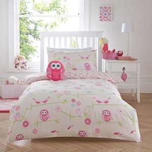 Just Kidding Twit Twoo Owl Duvet Cover & Pillowcase Set Multi Single