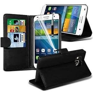 (Black) Huawei Ascend G7 case Elegant Clasic Faux Leather New Book style Style Side Flip Style