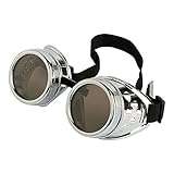 (US) Leegoal New Sell Vintage Steampunk Goggles Glasses Welding Cyber Punk Gothic (Silver)