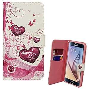 Xtra-Funky Exclusive Samsung Galaxy S6 PU Leather Wallet Case with Beautiful Stylish Pink He (B5)