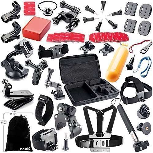 BAXIA TECHNOLOGY 44-in-1 Accessory Kit for GoPro HERO 4/ 3+/ 3/ 2/ 1, Black Silver