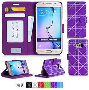 Galaxy S6 (G9200) Case Fyy [Executive Wallet Kickstand] Premium Leather Flip Cas (Purple Pattern)