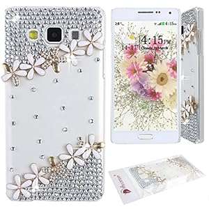 Ancerson Hard Polycarbonate Phone Back Case for Samsung Galaxy A5 3D Handma (White Golden Floral)