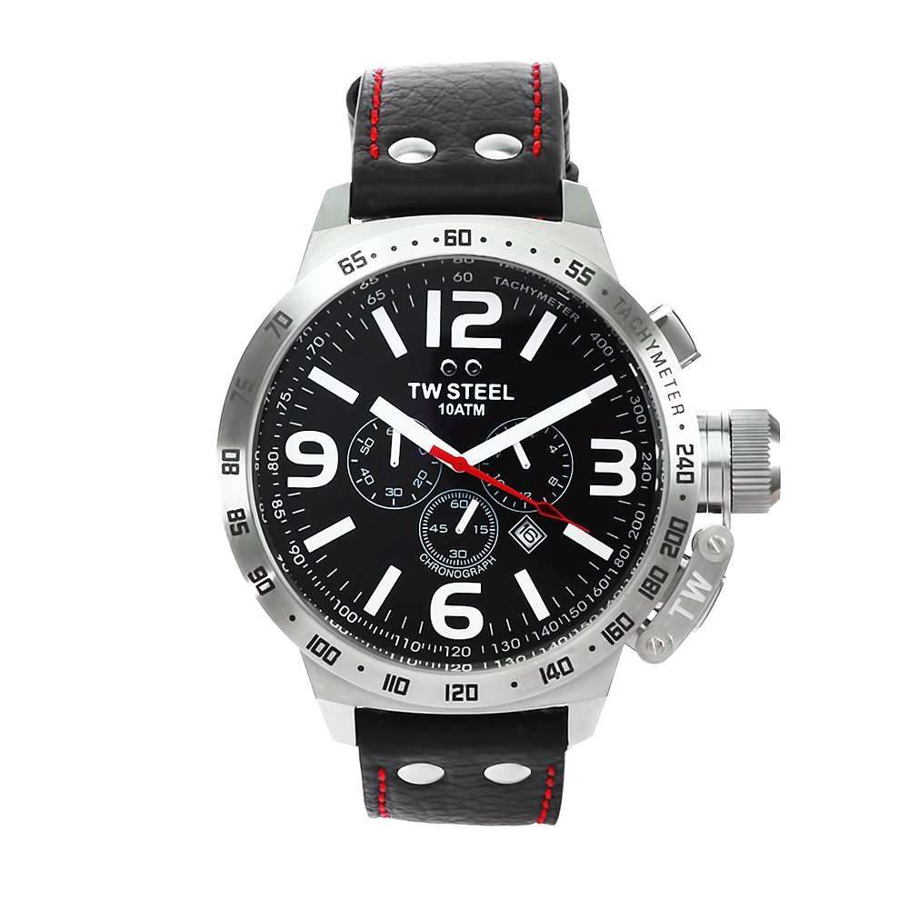 TW Steel Men's TW11 Canteen Black Leather Chronograph Dial Watch