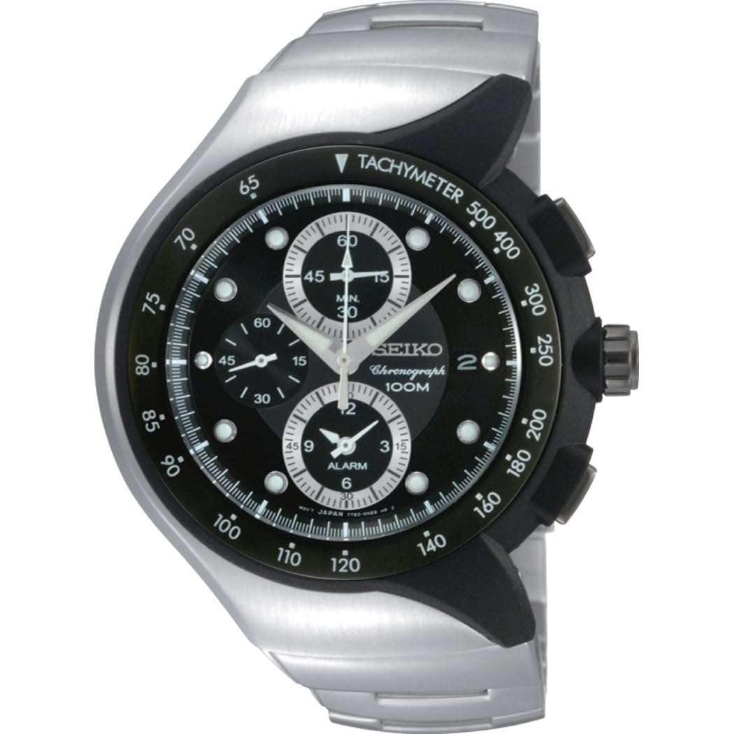 ***R6500***Seiko Men's SNAD43 Alarm Chronograph Black Ion Finish Bezel Watch